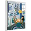 image:imageKate and Laurel Framed Canvas Wall Art Print Pizza Cats by Rachel Lee 3 Birdies Studio 18 x 24 Sylvie White Frame Whimsical Animal Art for Wall Decor