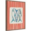 image:imageKate and Laurel Framed Canvas Wall Art Print Sardine with Pink Stripes by Alicia Bock 18 x 24 Sylvie Walnut Frame Coastal Animal Art for Wall Decor