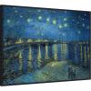 image:imageKate and Laurel Framed Canvas Wall Art Print Starry Night Over the Rhone 1888 Vincent van Gogh by Nostalgia Prints 38 x 28 Sylvie Beaded Black Frame Traditional Landscape Art for Wall Decor