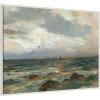 image:imageKate and Laurel Framed Canvas Wall Art Print The North Sea by Olga Wisinger Florian by Nostalgia Prints 42 x 32 Sylvie Beaded White Frame Coastal Landscape Art for Wall Decor
