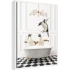 image:imageKate and Laurel Penguins in Lux Bathtub Framed Canvas Wall Art by Amy Peterson 18 x 24 Sylvie White Whimsical Animals Bathroom Art for Wall Decor Living Room Bedroom