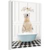 image:imageKate and Laurel Polar Bear in Blue Bathtub on Checker Floor Framed Canvas Wall Art by Amy Peterson 18 x 24 Sylvie White Whimsical Animals Bathroom Art for Wall Decor Living Room Bedroom