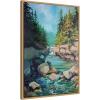 image:imageKate and Laurel Rocky Rapids Framed Canvas Wall Art by Rachel Christopoulos 23 x 33 Sylvie Natural Farmhouse Landscapes Nature Art for Wall Decor Living Room Bedroom