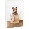 image:imageKate and Laurel Sylvie Beaded Bear Cub In Laundry Basket Traditional Style Vintage Framed Canvas Wall Art by Amy Peterson 18x24 White Modern Fun Animal Laundry Wall Art for Home Dcor