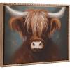 image:imageKate and Laurel Sylvie Beaded Highland Cow Portrait Painting Vintage Framed Canvas Wall Art by The Creative Bunch Studio 18x24 Gold Traditional Painterly Farm Animal Art for Wall