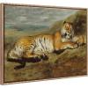 image:imageKate and Laurel Sylvie Beaded Tiger Resting Vintage Framed Canvas Wall Art by Pierre Andrieu 23x33 Gold Soft Tiger Animal Painting for Wall