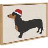 image:imageKate and Laurel Sylvie Dachshund Through The Snow Framed Canvas Wall Art by Jake Goossen 18x24 Natural Cute Christmas Wiener Dog Art for Wall