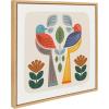 image:imageKate and Laurel Sylvie Folk Birds Harvest Framed Canvas Wall Art by Carey Copeland 22x22 Natural MidCentury Colorful Bird Wall Decor