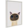 image:imageKate and Laurel Sylvie Siamese Cat Framed Canvas Wall Art by Planet Cat 18x24 White Cute Whimsical Kitten Portrait Art for Wall Home Decor