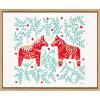 image:imageKate and Laurel Sylvie Swedish Dala Horses Framed Canvas Wall Art by Cat Coquillette 18x24 Natural Holiday Inspired Animal Art
