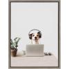 image:imageKate and Laurel Sylvie You can Call me Doug Im in IT Framed Canvas Wall Art by The Creative Bunch Studio 18x24 Gray Whimsical Dog Art for Office