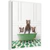 image:imageKate and Laurel Three Bear Cubs in Eclectic Green Panel Wall Bathtub Framed Canvas Wall Art by Amy Peterson 18 x 24 Sylvie White Whimsical Animals Bathroom Art for Wall Decor Living Room Bedroom