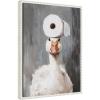image:imageKate and Laurel Toilet Paper Roll on Cute Goose Head Bathroom Art Framed Canvas Wall Art by The Creative Bunch Studio 18 x 24 Sylvie Beaded White Whimsical Bathroom Humor Animals Art for Wall