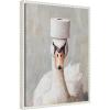 image:imageKate and Laurel Toilet Paper Roll on White Swans Head Bathroom Art Framed Canvas Wall Art by The Creative Bunch Studio 18 x 24 Sylvie Beaded White Whimsical Humor Animals Bathroom Art for Wall