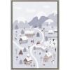 image:imageKate and Laurel x Maja Tomljanovic Collaboration Winter Wonderland Framed Canvas Wall Art 23x33 Gray Animated Winter Art for Wall