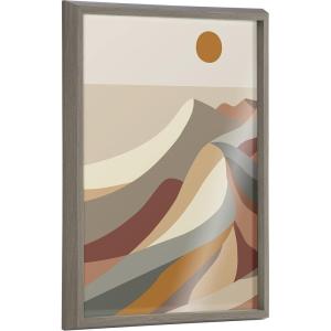 image:imageKate and Laurel Blake MCM Mountains 1a Framed Printed Glass Wall Art by Rachel Lee of My Dream Wall 18 x 24 Gray Decorative Abstract Landscape Art for Wall