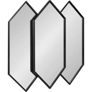 image:imageKate and Laurel Diaz Stacked Wall Mirror 28 x 27 Black Decorative Dimensional Midcentury Modern Wall Decor With Geometric Shape and Symmetrical DesignBlack