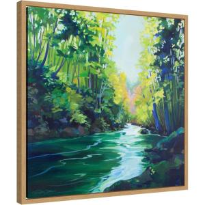 image:imageKate and Laurel Downstream Framed Canvas Wall Art by Rachel Christopoulos 22 x 22 Sylvie Natural Farmhouse Landscapes Nature Seasons Art for Wall Decor Living Room Bedroom