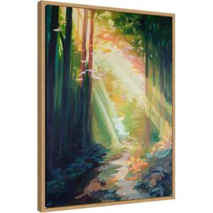 image:imageKate and Laurel Forest Sunshine Framed Canvas Wall Art by Rachel Christopoulos 23 x 30 Sylvie Natural Farmhouse Landscapes Nature Art for Wall Decor Living Room Bedroom