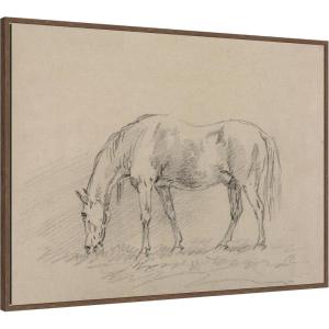 image:imageKate and Laurel Framed Canvas Wall Art Print Horse Grazing by Sawrey Gilpin by Nostalgia Prints 38 x 28 Sylvie Walnut Frame Traditional Animal Art for Wall Decor
