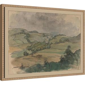 image:imageKate and Laurel Framed Canvas Wall Art Print Landscape I Puy de Dome Jules Chadel by Nostalgia Prints 24 x 18 Sylvie Beaded Rustic Natural Frame Traditional Landscape Art for Wall Decor