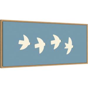 image:imageKate and Laurel Framed Canvas Wall Art Print Minimalist Birds Panel Blue by Laura Moss 40 x 18 Sylvie Natural Frame Modern Contemporary Animal Art for Wall Decor