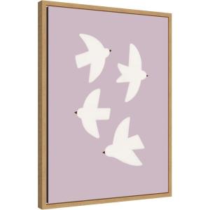image:imageKate and Laurel Framed Canvas Wall Art Print Minimalist Birds Poster 3 Purple by Laura Moss 18 x 24 Sylvie Natural Frame Modern Contemporary Animal Art for Wall Decor