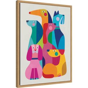 image:imageKate and Laurel Framed Canvas Wall Art Print Modern Abstract Dogs by Rachel Lee 18 x 24 Sylvie Natural Frame Modern Contemporary Abstract Art for Wall Decor