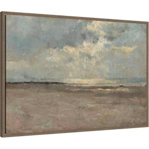 image:imageKate and Laurel Framed Canvas Wall Art Print Reflections on the Sea by ALbert Baertsoen by Nostalgia Prints 33 x 23 Sylvie Walnut Frame Traditional Landscape Art for Wall Decor