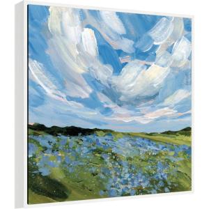 image:imageKate and Laurel Framed Canvas Wall Art Print Texas Bluebonnets by Emily Kenney 30 x 30 Sylvie White Frame Rustic Farmhouse Landscape Art for Wall Decor