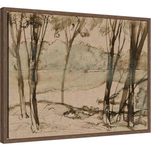 image:imageKate and Laurel Framed Canvas Wall Art Print The Lake by Donald Shaw MacLaughlan by The Smithsonian American Art Museum 24 x 18 Sylvie Walnut Frame Vintage Landscape Art for Wall Decor