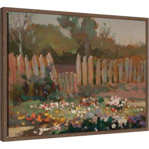 image:imageKate and Laurel Framed Canvas Wall Art Print Village Garden by Jan Stanislawski by Nostalgia Prints 24 x 18 Sylvie Walnut Frame Traditional Landscape Art for Wall Decor