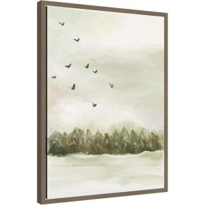 image:imageKate and Laurel Framed Canvas Wall Art Print Winter Landscape 1 Vertical by Annie Quigley 18 x 24 Sylvie Dark Gold Frame Modern Contemporary Landscape Art for Wall Decor