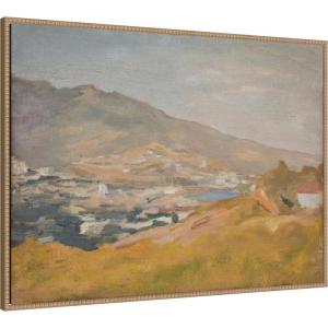 image:imageKate and Laurel Framed Canvas Wall Art Print Yalta The Cycle From the Travel to the Crimea 1904 Jan Ciaglinski by Nostalgia Prints 38 x 28 Sylvie Beaded Rustic Natural Frame Traditional Landscape