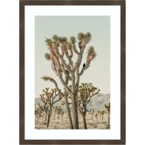image:imageKate and Laurel Framed Wall Art Print Joshua Tree With Crow by Alicia Bock 25 x 34 Woodgrain Stripe Mocha Frame Rustic Farmhouse Landscape Art for Wall DecorWoodgrain Stripe Chocolate