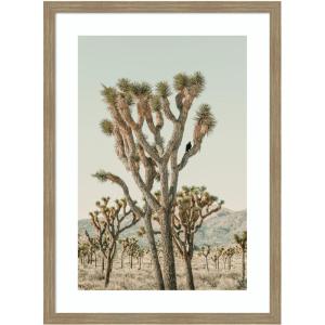 image:imageKate and Laurel Framed Wall Art Print Joshua Tree With Crow by Alicia Bock 25 x 34 Woodgrain Stripe Mocha Frame Rustic Farmhouse Landscape Art for Wall DecorWoodgrain Stripe Mocha