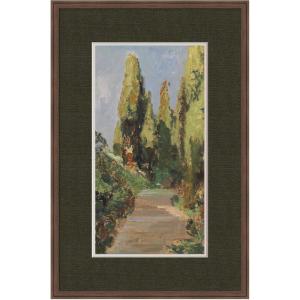 image:imageKate and Laurel Framed Wall Art Print Parklandschaft Olga Wisinger Faux Mat by Nostalgia Prints 28 x 42 Florence Medium Brown Frame Traditional Landscape Art for Wall Decor