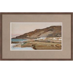 image:imageKate and Laurel Framed Wall Art Print Tiberias Graveyard From Journey to Palestine Faux Mat by Nostalgia Prints 42 x 28 Florence Medium Brown Frame Modern Contemporary Landscape Art for Wall Decor