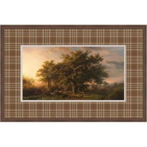 image:imageKate and Laurel Framed Wall Art Print Vintage Landscape Plaid Faux Mat by Corinna Buchholz of Piddix 42 x 28 Florence Medium Brown Frame Traditional Landscape Art for Wall Decor