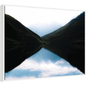 image:imageKate and Laurel Minimalist Mountain Lake Reflection at Sunrise Framed Canvas Wall Art by Michael Schauer 42 x 32 Sylvie White Modern Landscapes Art for Wall Decor Living Room Bedroom