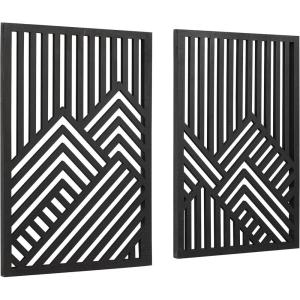 image:imageKate and Laurel Montour Modern Art Plaque Set 2 Piece 16x24 Black Contemporary Carved Geometric Wall Art Home Decor for Display