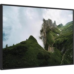 image:imageKate and Laurel Mountain Ridge and Green Meadow on a Cloudy Day Framed Canvas Wall Art by Michael Schauer 38 x 28 Sylvie Black Farmhouse Landscapes Nature Art for Wall Decor Living Room Bedroom