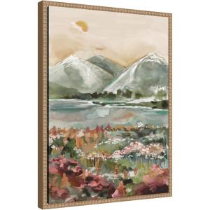 image:imageKate and Laurel Neutral Landscape 03 Framed Canvas Wall Art by Annie Quigley 18 x 24 Sylvie Beaded Rustic Natural Modern Landscapes Nature Art for Wall Decor Living Room Bedroom