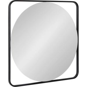 image:imageKate and Laurel Nobles Modern Square Mirror 24 x 24 Black Decorative Square Wall Decor with an Inset Round Mirror