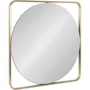 image:imageKate and Laurel Nobles Modern Square Mirror 24 x 24 Gold Decorative Square Wall Decor with an Inset Round Mirror