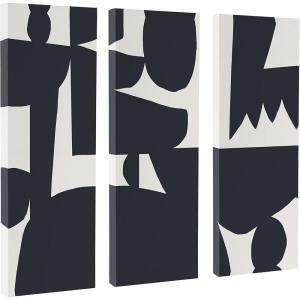 image:imageKate and Laurel Quiet Jungle Canvas Wall Art Set by Kelly Knaga 3 Piece 12 x 28 Black and White Modern Abstract Art for Wall