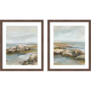 image:imageKate and Laurel Seaside I amp II 2 Piece Framed Wall Art Print Set by Amy Lighthall Florence Medium Brown Modern Contemporary Landscape Art for Wall Decor