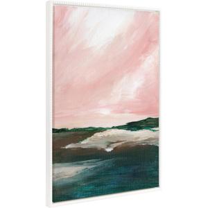 image:imageKate and Laurel Sylvie Beaded Evening Mood Vintage Framed Canvas Wall Art by Nikita Jariwala 23x33 White Soft Nature Landscape Art for Wall