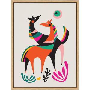 image:imageKate and Laurel Sylvie Dancing Horses Framed Canvas Wall Art by Rachel Lee of My Dream Wall 18x24 Natural