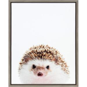image:imageKate and Laurel Sylvie Hedgehog Animal Print Portrait Framed Canvas Wall Art by Amy Peterson 18x24 Gray
